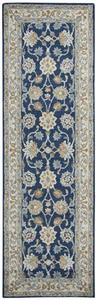 2x8 Rizzy Rugs Blue Bordered Waves Curves Petals Runner AL2823 - Aprx 2' 6" x 8' - Picture 1 of 3