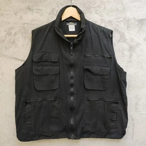 Fox Outdoor  Cotton Sleeveless Men Vest Hoodie Full Zip Black Multiple Pocket L - Picture 1 of 10