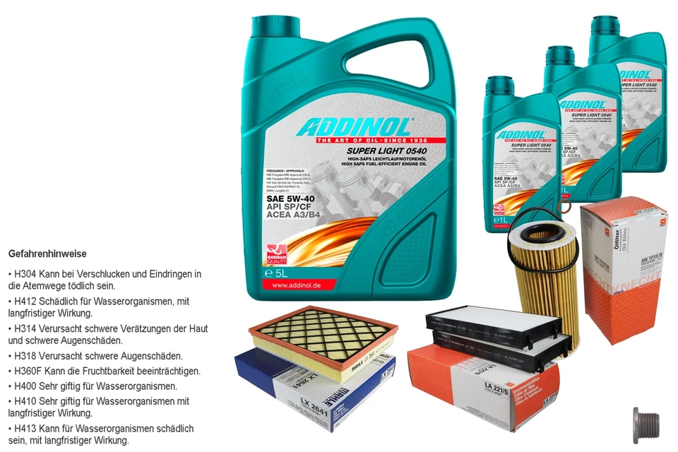 Mahle Inspección Set 8L Addinol Super Light 5W-40 para BMW X5 E70, Xdrive35d - Imagen 1 de 1