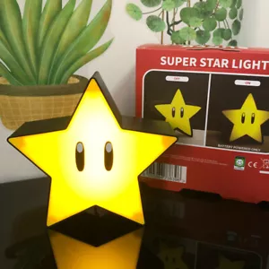 Super Mario Night Light Star Logo Table Home LED USB Lamp Sound Kids Gift Decor - Picture 1 of 9