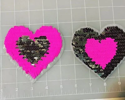 Sequins Heart Aplique Iron On patch. - Image 1 of 4