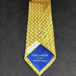 Stovel & Mason Vintage Men’s Neck Tie 100% Silk Savel Row London Yellow Zebra - Picture 1 of 4