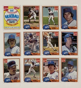1981 TOPPS COCA COLA NEW YORK METS COMPLETE 12 CARDS TEAM SET - Picture 1 of 1