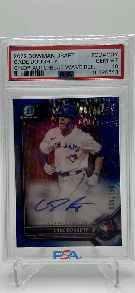 2022 Bowman Draft Chrome #CDACDY Cade Doughty Blue Refractor Auto /150 PSA 10 - Image 1 of 1