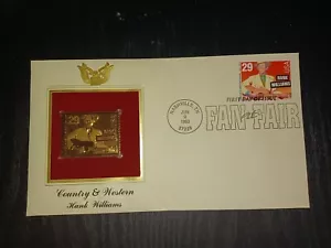 1993 Postal Commemorative Society Gold Stamp Replica Hank Williams First Day Iss - Picture 1 of 3