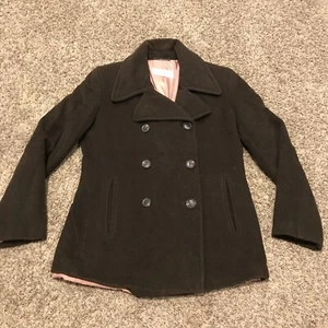 Calvin Klein Womens Size 6 Pea Coat Brown Wool Blend Lined - Picture 1 of 4