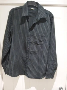 Point Zero Orange Label Mens Black Stripe Shirt Classic Fit Size Medium - Picture 1 of 5