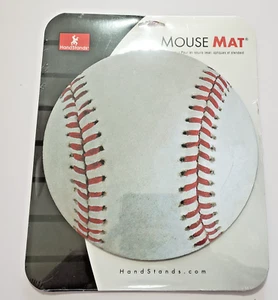 Mouse Mat Baseball Mousepad Round 8" diam. Realistic White w Red Stitch Neoprene - Picture 1 of 6