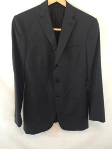 RALPH LAUREN BLACK LABEL MADE IN ITALY Suit Coat Wool 42 Gray Blk Wht Pinstripe - Picture 1 of 9