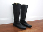 Bally Black Leather Tuscania Tall Boots Gold Buckle  40.5 / 10M