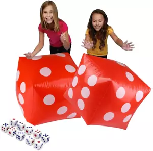 11.8" Jumbo Inflatable Dice, 2Pack Outdoor Fun Giant Inflatable Dice Set and 12M - Picture 1 of 12