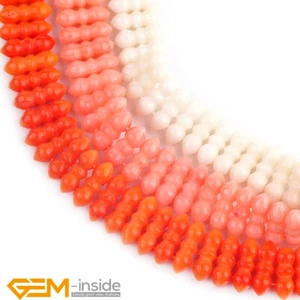 Cuentas de coral rosa blanco con forma de calabaza de hueso cuentas sueltas para hacer joyas dos agujeros AU - Imagen 1 de 25