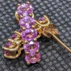 Pink Sapphire Earrings in 18k Gold Yellow - Picture 1 of 5