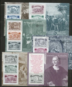 Portugal Voyages of Columbus 6 mnh Souvenir Sheets 1992 Portugal #1919-23 - Picture 1 of 4
