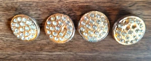 1920s Antique Metal Button Bejeweled Diamante 4 LOT Buttons - Picture 1 of 7