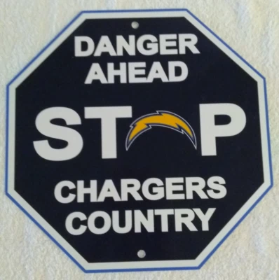 NEW Los Angeles Chargers Country "Danger Ahead" Stop Sign 12"X12" Man Cave NFL - Image 1 of 3
