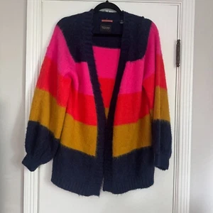 Scotch & Soda Damen Ballonärmel Regenbogen Streifen Strickjacke Größe Small - Bild 1 von 5