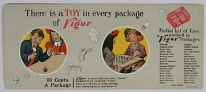 Trade card for Vigor Toys. Baseballs, Dolls, tops, books, Japanese fans, cigar w - Picture 1 of 1