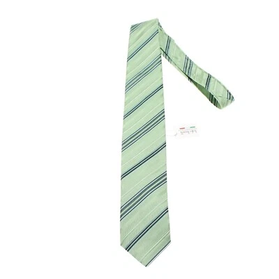 Italo Ferretti новый с Ярлыками шеи галстук в зеленые/белые полосы 100% шелк сделано в Италии - Изображение 1 из 4
