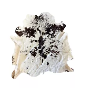Abstract pattern White and Brown/Tan spotted Natural Cowhide Rug | Western Rug - Picture 1 of 1