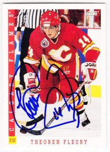 1993-94 Score Theoren Theo Fleury Signed Auto Calgary Flames #191 - Picture 1 of 2