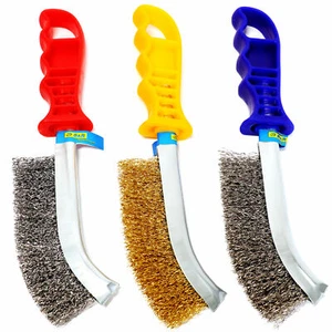S&R 3-teiliges Hand-Drahtbürsten-Set: Edelstahl-, Messing- und Stahlbürsten - Bild 1 von 10