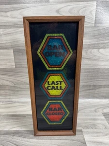 VINTAGE 70ER JAHRE BAR AMPEL OFFEN GESCHLOSSEN LETZTER RUF BAR DEKOR MANN HÖHLE FUNKTIONIERT - Bild 1 von 11
