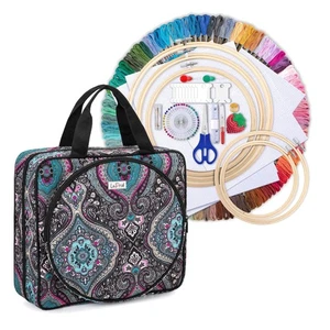 Elegante kit ricamo portatile e borsa da trasporto artigianale - 100 fili inclusi - Foto 1 di 9