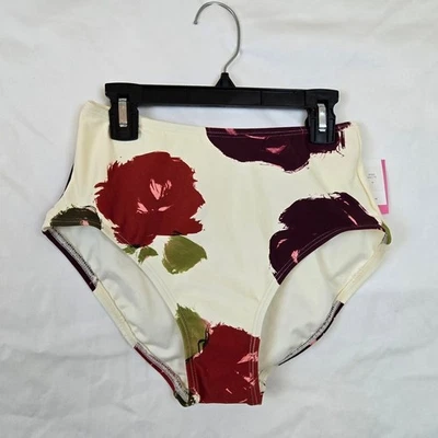Braguitas de bikini Kate Spade New York marfil rosadas florales talle alto XS NUEVAS Foto 1 de 4
