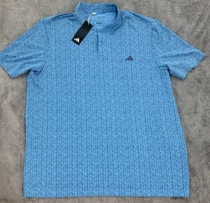 new Adidas Golf $65 Henley Mock Neck Polo Shirt blue-black 3 stripe logo size XL - Picture 1 of 3