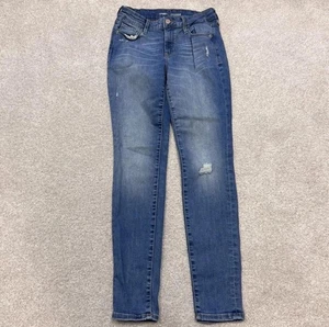 Pantalones de mezclilla Rockstar Old Navy azules ajustados bolsillos desgastados para mujer talla 4 - Imagen 1 de 12