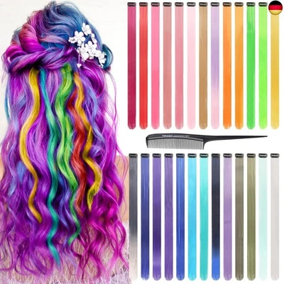 MARKE COMKRIVY Comkrivy Farbige Haarverlängerung, 26 Farben Haarsträhnen Zum Einklipsen Mit K