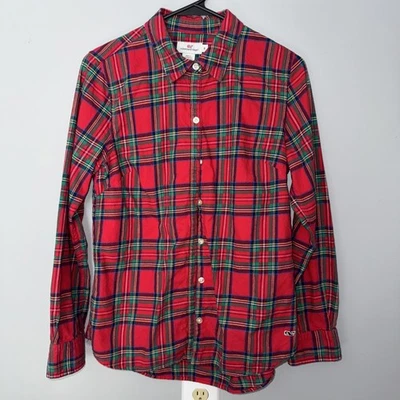 Camisa/blusa Vineyard Vines para mujer talla 8 roja manga larga abotonada  Foto 1 de 4