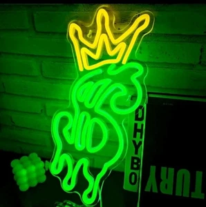Cash Is King Graffiti Drip LED Neon Sign 19.5*40cm Vibrant Urban Art Wall Decor - Picture 1 of 8