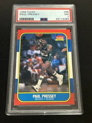 1986 FLEER #88 PAUL PRESSEY ROOKIE RC PSA 7 - Image 1 of 2