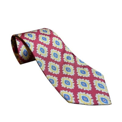 Corbata de diseñador Christian Dior para hombre roja seda geométrica hecha en EE. UU. DE COLECCIÓN WPL 125 Foto 1 de 4