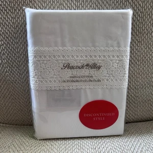 Peacock Alley Baumwolle Spitzenborte King/Groß Kissenbezüge weiß eingestellt neu in Verpackung - Bild 1 von 5