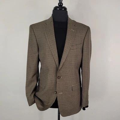 Tommy Hilfiger Blazer Hombre 40R Marrón Cuadros Abrigo Deportivo Chaqueta Pata de Gallo Foto 1 de 4