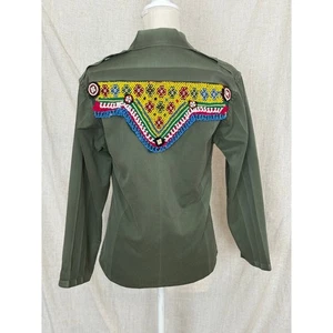 Tricia Fix Beaded Embellished Green Army Jacket 100% Exclusive Size M - Picture 1 of 9