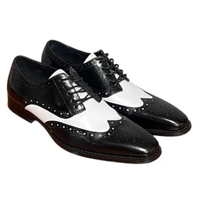 Tinsley Black & White Buffalo Leather Wingtip Oxfords by Stacy Adams - Picture 1 of 15