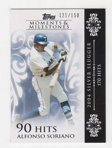 2008 TOPPS MOMENT & MILESTONES CARD# 56-90 HITS ALFONSO SORIANO RANGERS 121/150 - Foto 1 di 2