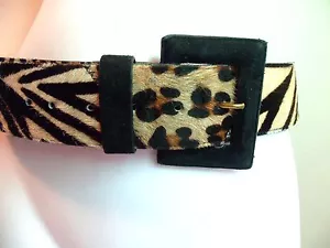 VINTAGE SAKS FIFTH AVENUE ANIMAL ZEBRA PRINT BELT ELLEN TRACY ESTATE - Picture 1 of 1