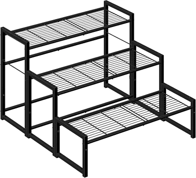 Soporte para plantas de metal de 3 niveles al aire libre interior impermeable, apilable resistente alto Foto 1 de 4