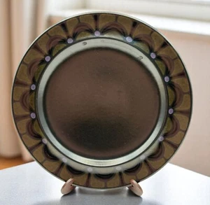 Franciscan Earthenware Zanzibar Salad Plate 8.25 Inch Black MCM Floral - Picture 1 of 6