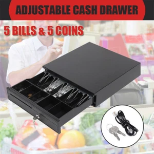 Manual/Electronic Heavy Duty Cash Drawer Cash Register POS 5 Bills 5 Coins Tray - Picture 1 of 12