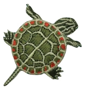 Bemalte Schildkröte Applikation Aufnäher - gesticktes Tier Abzeichen 2,5" (aufbügeln) - Bild 1 von 1