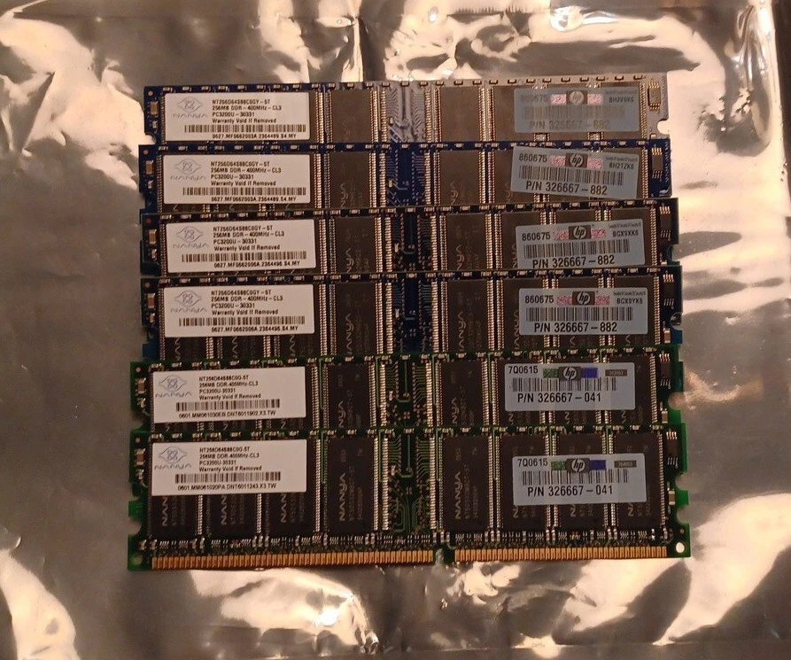 Lot 6x 256MB PC3200 (Total 1.5GB) DDR 400 Desktop Memory NT256D64S88C0G-5T - Image 1 of 4
