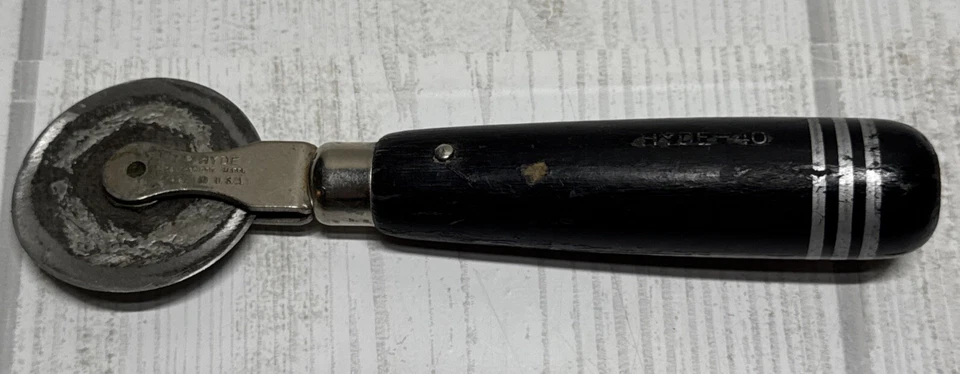 Vintage I.P. HYDE SOUTHBRIDGE MA Hand Held Wheel Cutter Black wood handle USA - Image 1 of 4
