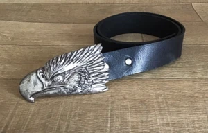 Echtleder American Eagle Design schwarz Gürtelschnalle MADE IN ITALY GR. 110/43 - Bild 1 von 9