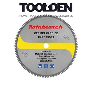 Rotabroach RAPB355SS 355mm x 25.4mm 122T Raptor Stainless Steel Cutting TCT Dry - Picture 1 of 1